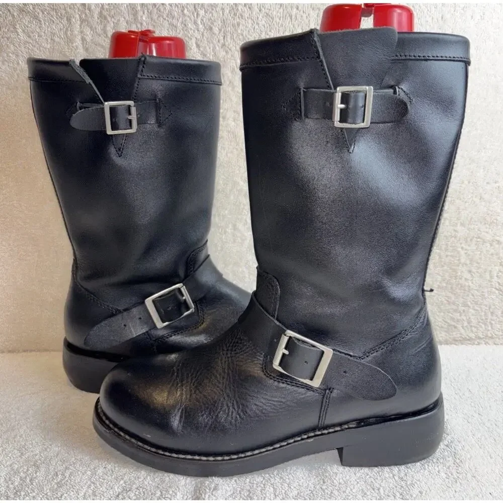 Cody James Black Leather Buckle Biker Style Men’s Boots Size 9 Style CJ1320